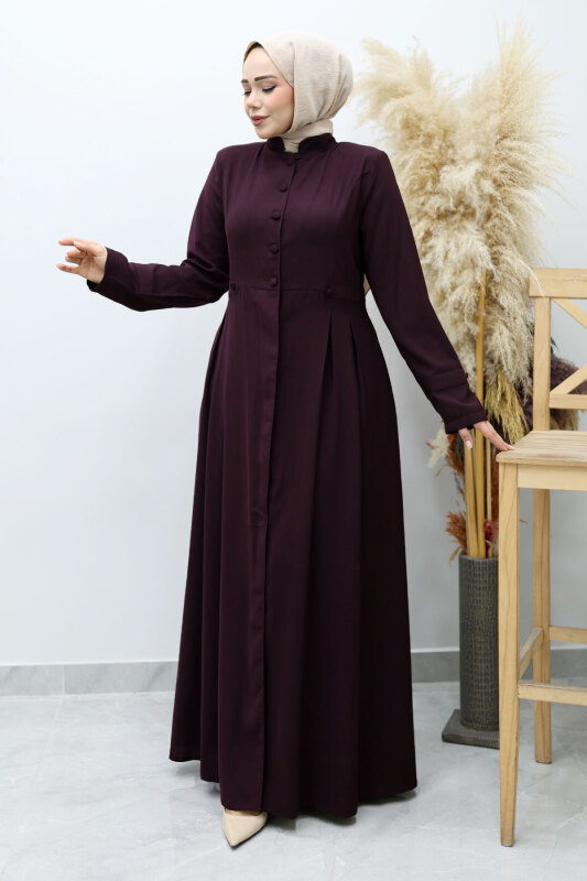 Düğmeli Hakim Yaka Ferace TSD260141 Mürdüm - 1