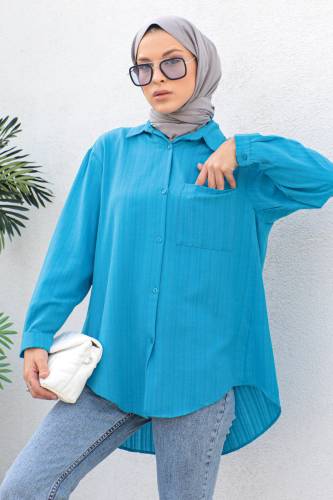 Düğmeli Tunik TSD230105 Mavi 