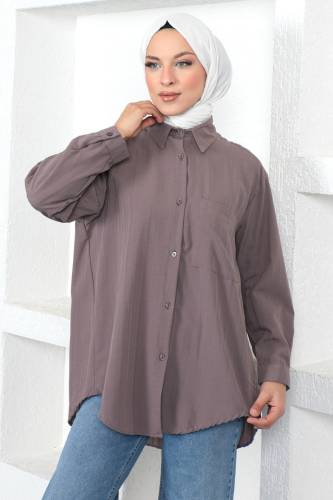 Düğmeli Tunik TSD230105 Mor - Tesettür Dünyası (1)