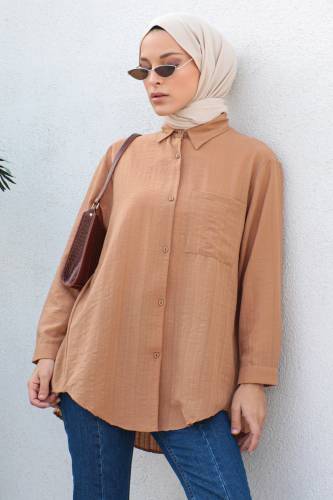 Düğmeli Tunik TSD230105 Taba 
