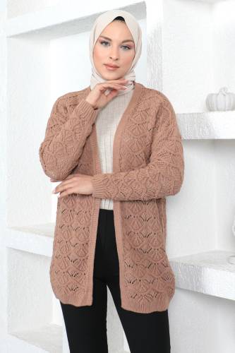Düğmesiz Triko Hırka TSD230355 Camel - 3