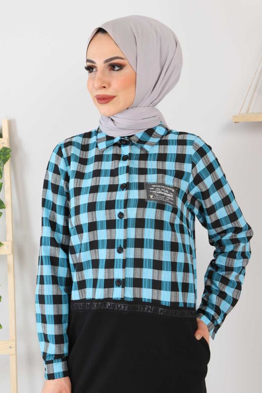 Ekose Detaylı Takım TSD220209 Bebe Mavisi - 2