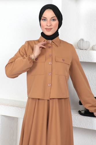 Etekli İkili Takım TSD230212 Camel - Tesettür Dünyası (1)