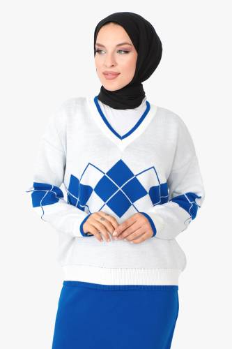 Etekli Triko Takım TSD230901 Mavi - Tesettür Dünyası (1)
