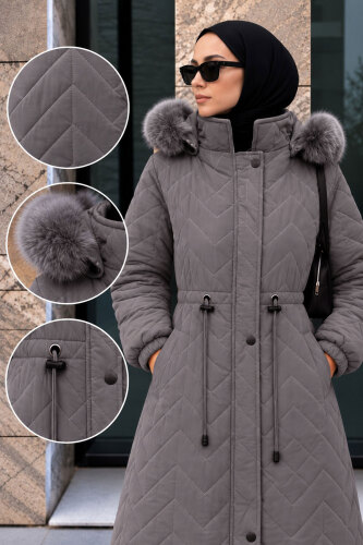 Gizli Fermuarlı Beli Tünelli Nova Mont TSD260306 Gri - 2