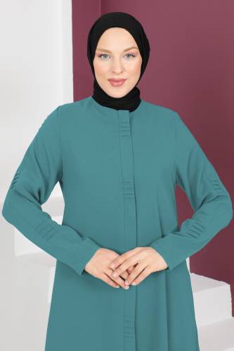 Gizli Fermuarlı Tesettür Ferace TSD230414 Mint Yeşili - Tesettür Dünyası (1)