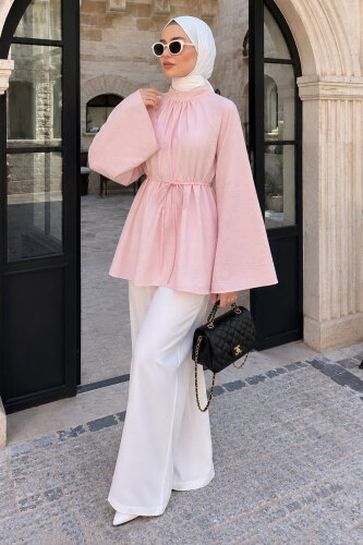 Hakim Yaka İspanyol Kol Tunik TSD260275 Pembe - 4