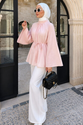 Hakim Yaka İspanyol Kol Tunik TSD260275 Pembe - 3