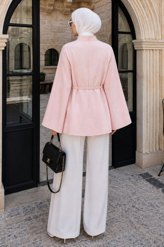 Hakim Yaka İspanyol Kol Tunik TSD260275 Pembe - 6