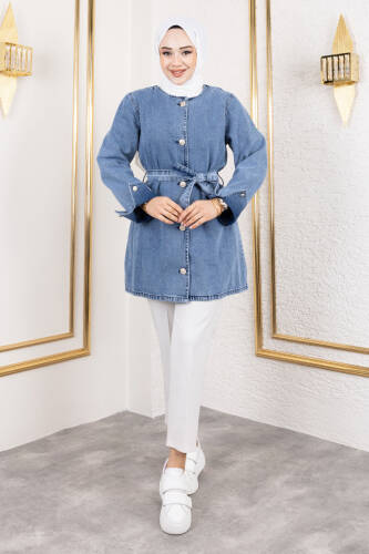 Helen Denim Ceket TSD250115 Açık Mavi - Tesettür Dünyası