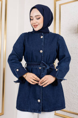 Helen Denim Ceket TSD250115 Koyu Mavi - Tesettür Dünyası (1)