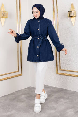 Helen Denim Ceket TSD250115 Koyu Mavi 