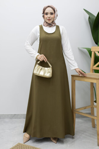 İçlikli Jile Elbise TSD260247 Haki - 3