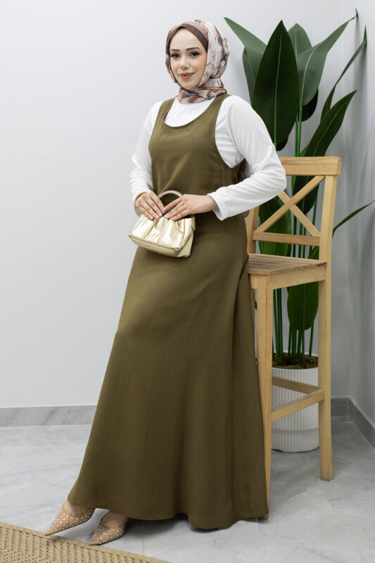 İçlikli Jile Elbise TSD260247 Haki - 5