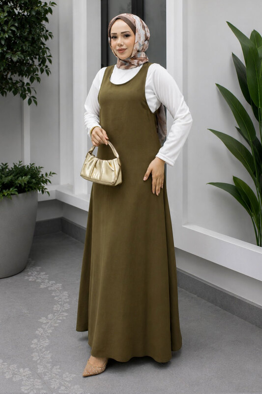 İçlikli Jile Elbise TSD260247 Haki - 1