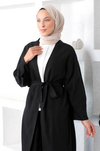 İkili Kimono Takım TSD230106 Siyah - Tesettür Dünyası (1)