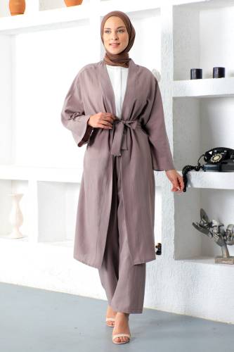 İkili Kimono Takım TSD230106 Vizon 