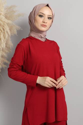 İkili Penye Takım TSD220634 Bordo - Tesettür Dünyası (1)