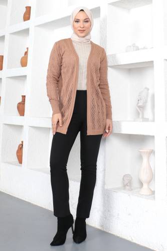 İnce Triko Hırka TSD230353 Camel - Tesettür Dünyası (1)