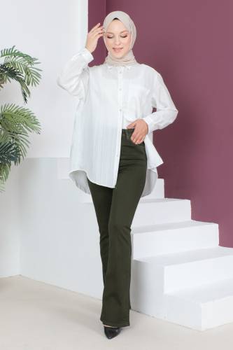 İspanyol Paça Kot Pantolon TSD230530 Haki - Tesettür Dünyası (1)
