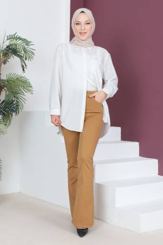 İspanyol Paça Kot Pantolon TSD230530 Taba - Tesettür Dünyası (1)