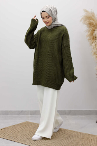 Kabartma Desen Triko Tunik TSD260110 Haki 