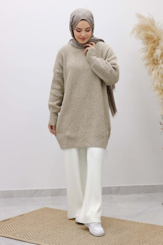 Kabartma Desen Triko Tunik TSD260110 Vizon - 5