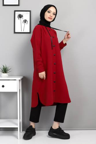 Kapşonlu Tunik TSD220519 Bordo 