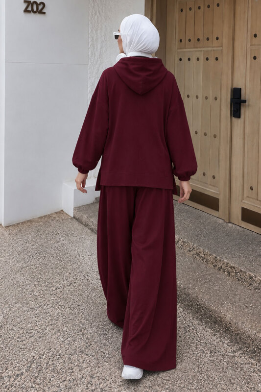 Kapüşonlu Fermuarlu Oysho Takım TSD260288 Mürdüm - 6
