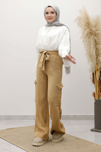 Kargo Cepli Triko Pantolon TSD260124 Camel - TESETTÜR DÜNYASI