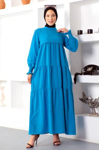 Kat Kat Tesettür Elbise TSD221208 Mavi 