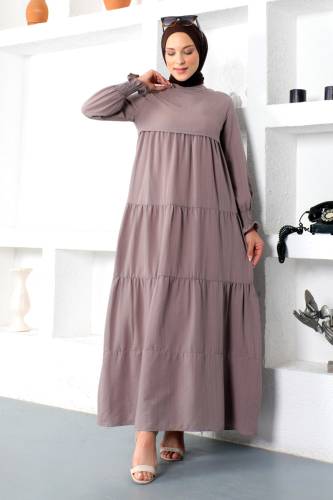 Kat Kat Tesettür Elbise TSD221208 Mor 