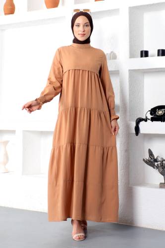Kat Kat Tesettür Elbise TSD221208 Taba 