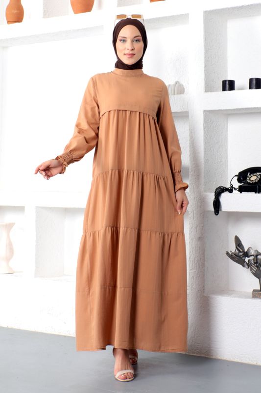 Kat Kat Tesettür Elbise TSD221208 Taba - 1