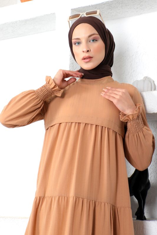 Kat Kat Tesettür Elbise TSD221208 Taba - 2