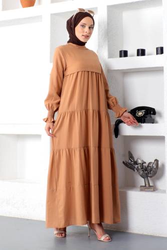 Kat Kat Tesettür Elbise TSD221208 Taba - 3