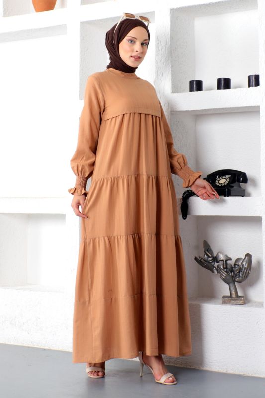Kat Kat Tesettür Elbise TSD221208 Taba - 3