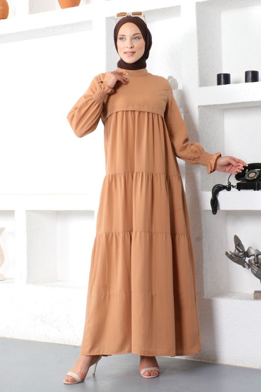 Kat Kat Tesettür Elbise TSD221208 Taba - 4