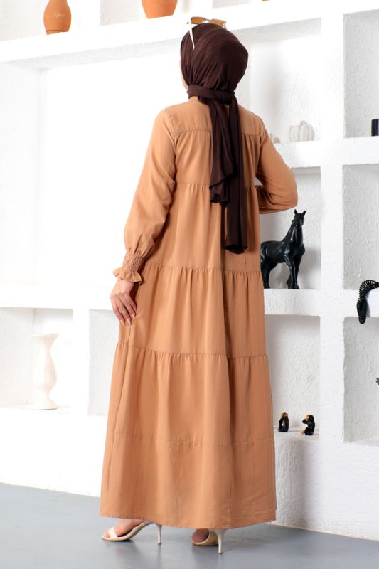Kat Kat Tesettür Elbise TSD221208 Taba - 5