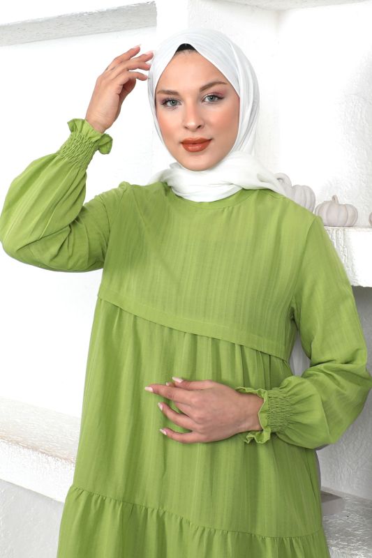 Kat Kat Tesettür Elbise TSD221208 Yağ Yeşili - 2