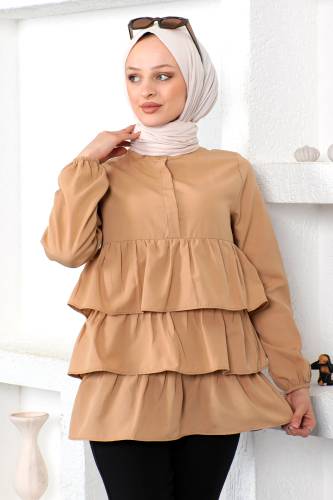 Kat Kat Tunik TSD230112 Camel - Tesettür Dünyası (1)