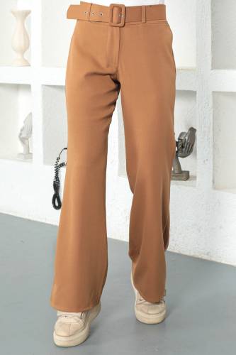 Kemerli Bol Paça Pantolon TSD221110 Camel 