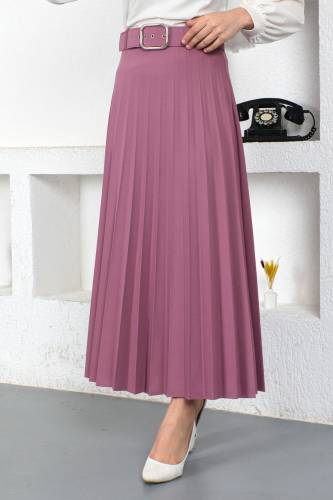 Kemerli Pileli Etek TSD230113 Lila 