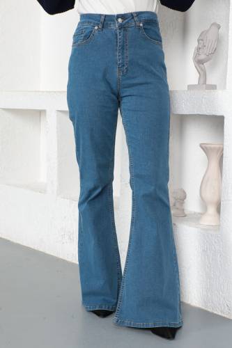 Klasik İspanyol Paça Kot Pantolon TSD230404 Mavi - 4