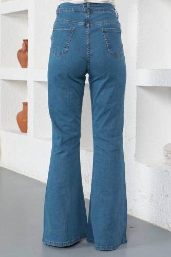 Klasik İspanyol Paça Kot Pantolon TSD230404 Mavi - 3