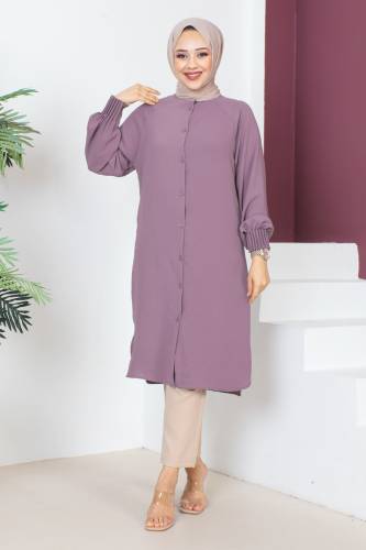 Kol Ucu Pileli Tunik TSD230613 Lila 
