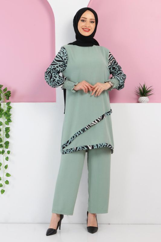 Kolları Desenli Takım TSD220327 Yeşil - 1