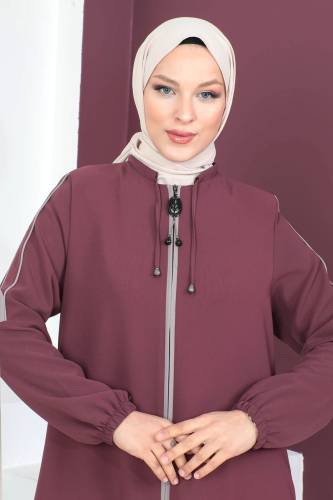 Kolları Düğmeli Tesettür Ferace TSD230440 Gül Kurusu - Tesettür Dünyası (1)