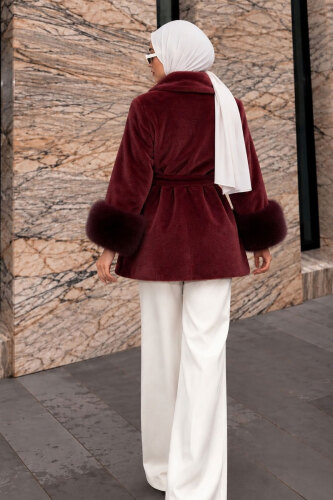 Kolları Kürklü Fox Kaban TSD260352 Bordo - 6