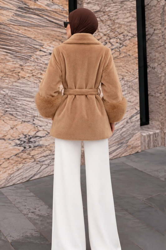 Kolları Kürklü Fox Kaban TSD260352 Camel - 6